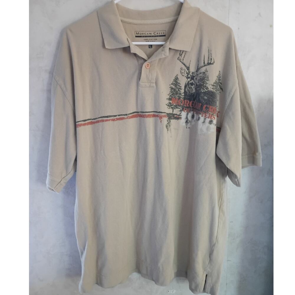 Morgan Creek Outfitters Deer Graphic Polo Shirt Outdoors Hunting Mens Large